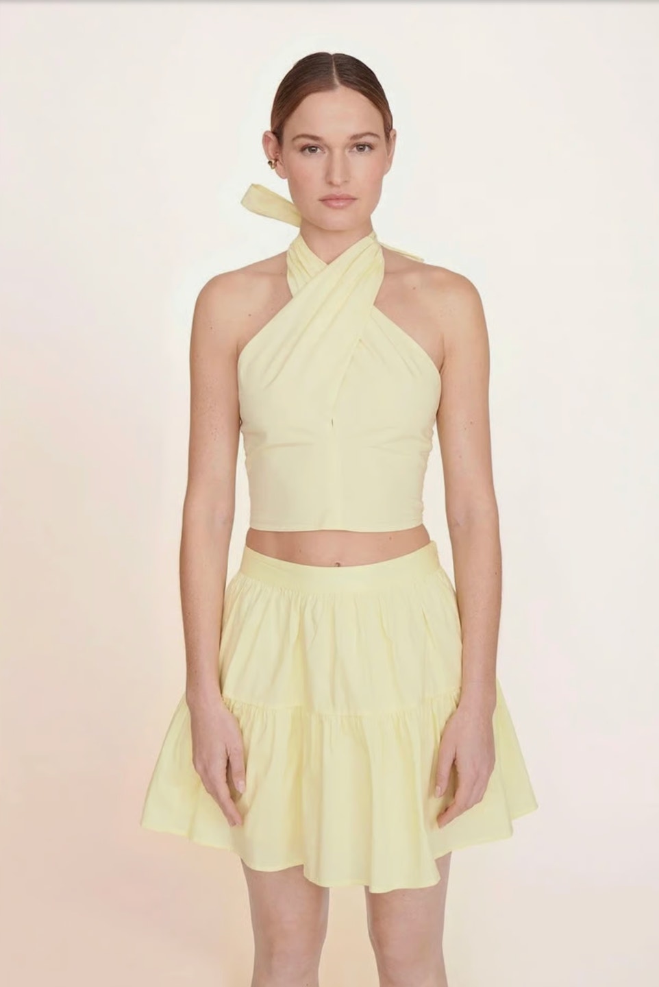 Staud Mini Sea Skirt Tiered Poplin In Sunray Yellow Women’s Size 16 Nwt